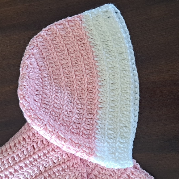 Handmade Baby Hat and Scarf Crochet Pink and White Grandma core - Picture 2 of 7